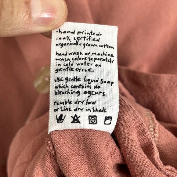 Blue Fish Organic Cotton Hand Painted Tunic Top Peach Size 1 Art To Wear Artsy - Picture 14 of 15